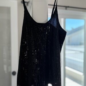 Black Sequin Sleeveless Top and matching Pants